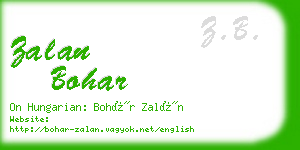 zalan bohar business card